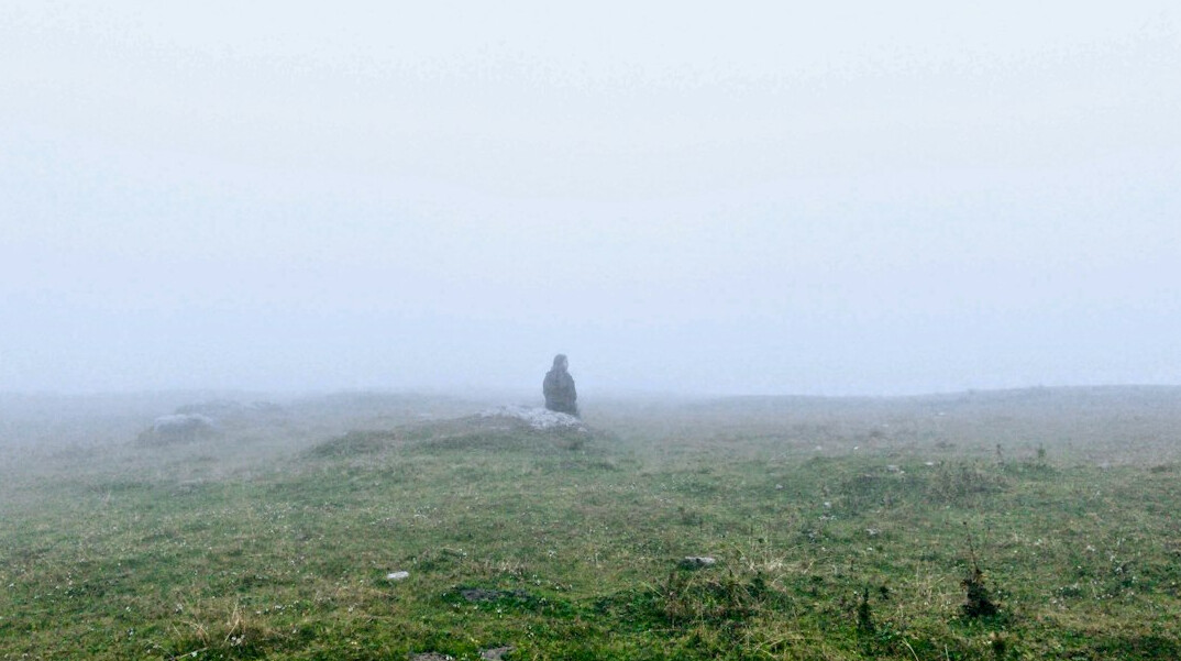 foggy historical landscape