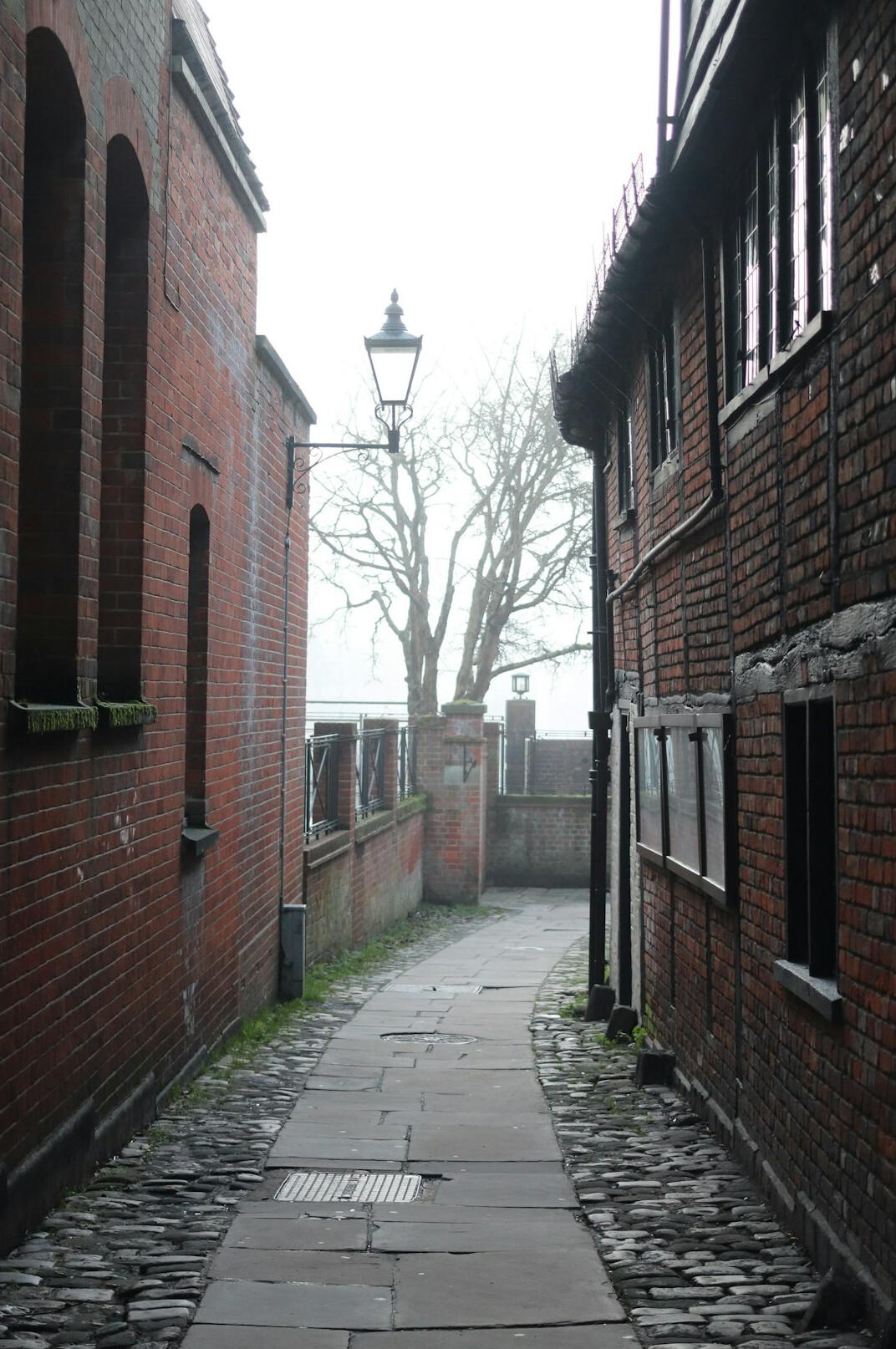 shadowy figure in foggy alley