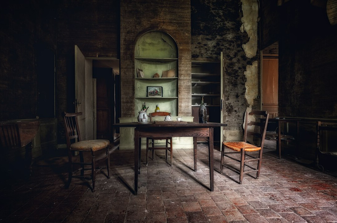 abandoned old mansion interior